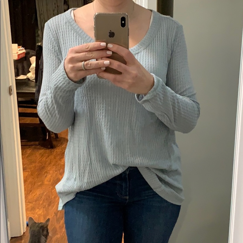 Easel brand waffle knit tunic long sleeve top